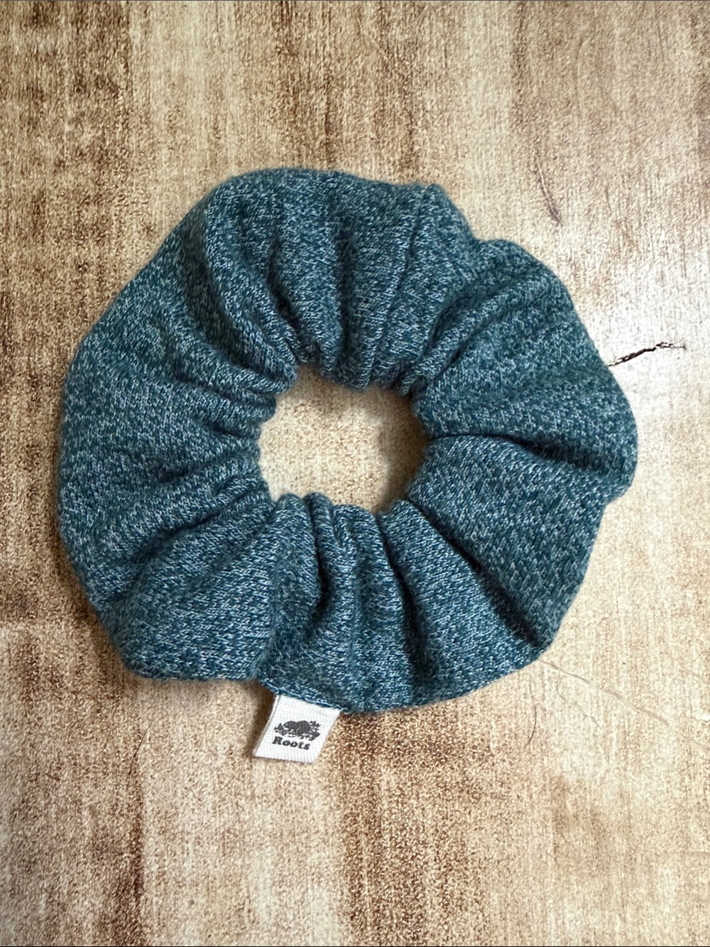 Roots Heathered Teal Knit Scrunchie